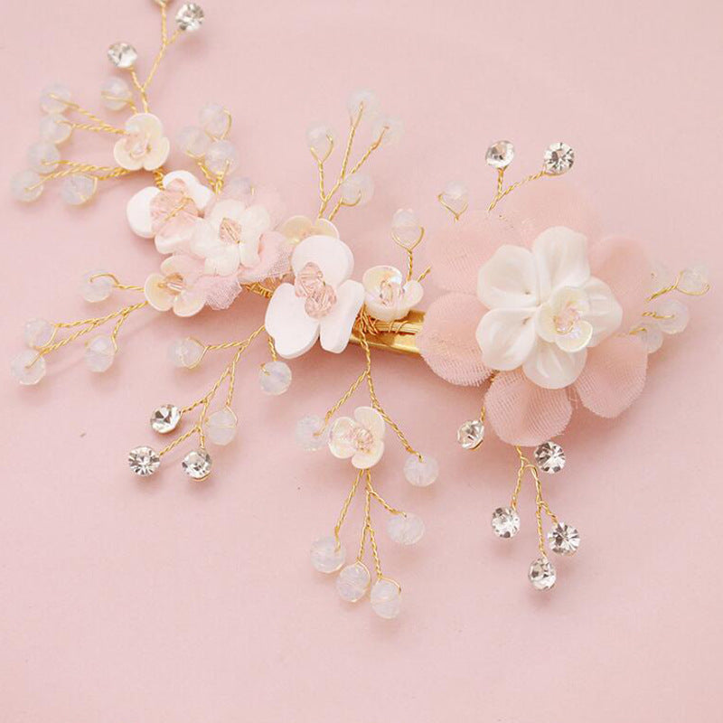 Bridal Tiara Hair Comb with Crystal Flower Design - Gold