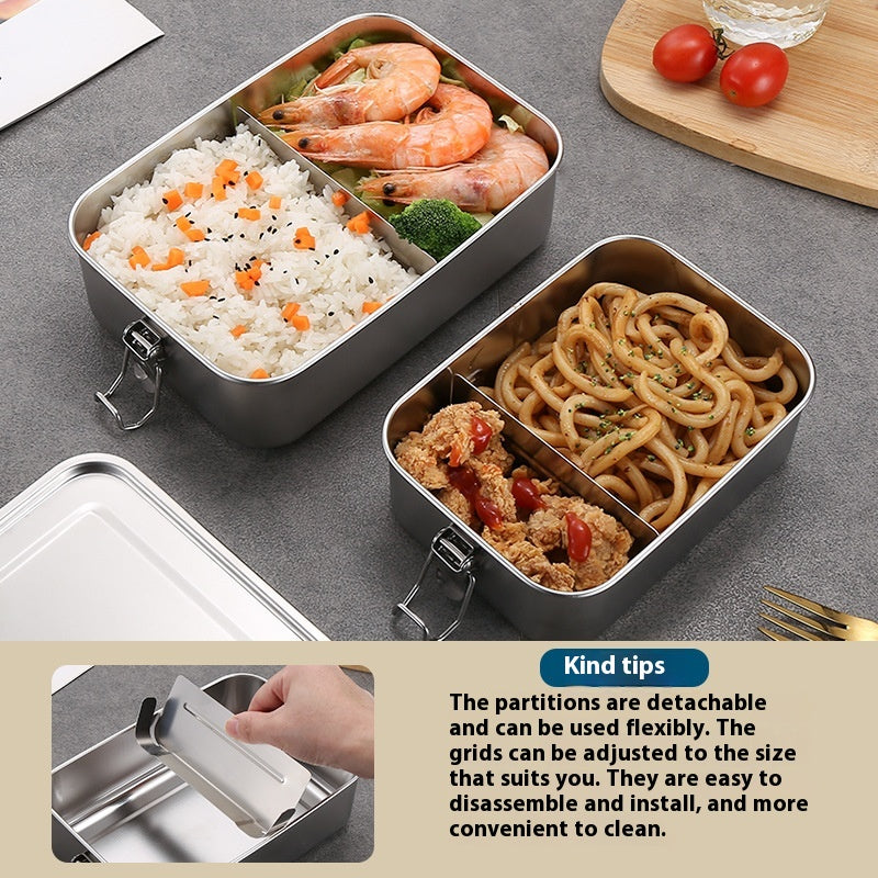 304 Stainless Steel Lunch Box Food Grade with Lid and Partition Options