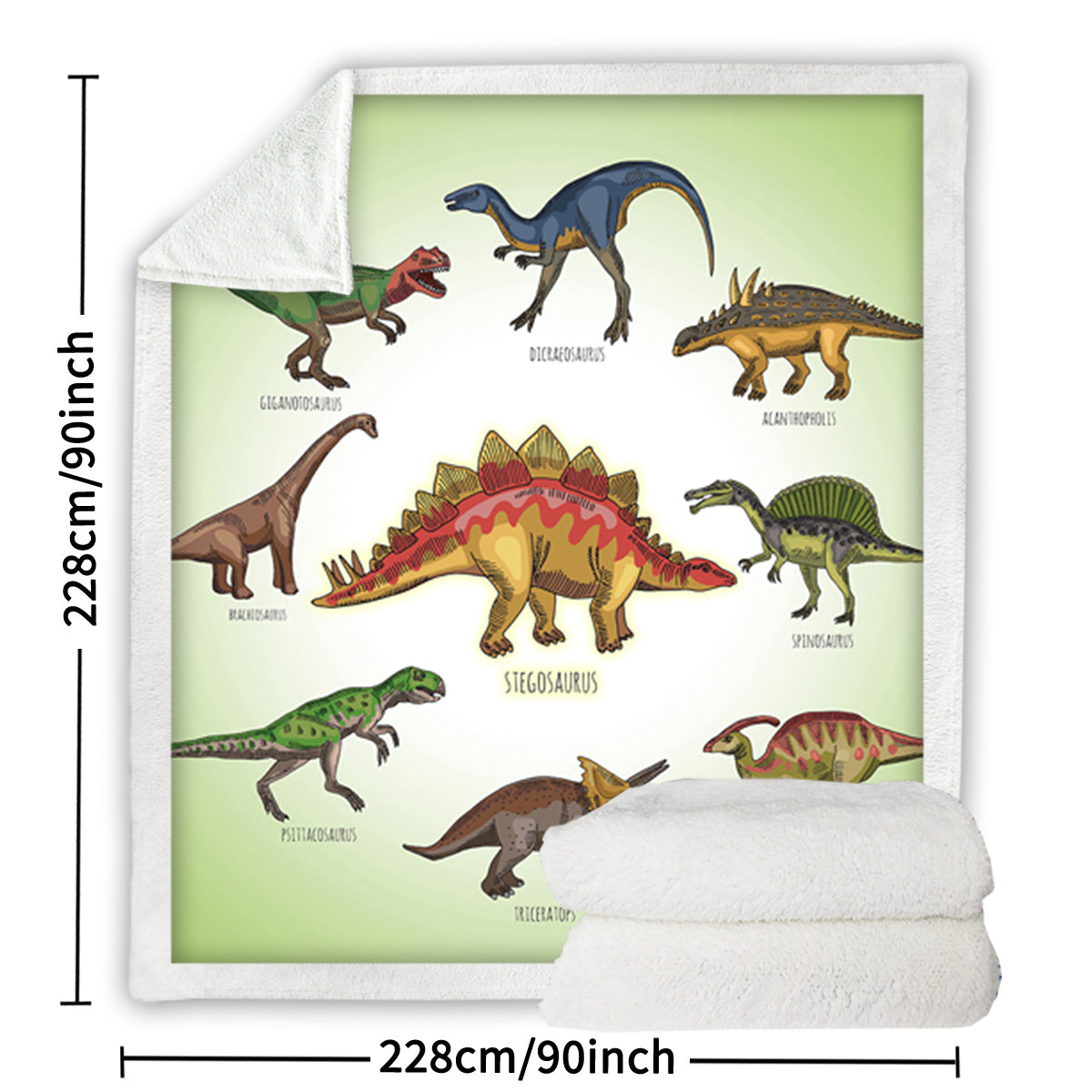 Dinosaur Family Sherpa Fleece Throw Blanket - 50x60 & 60x80