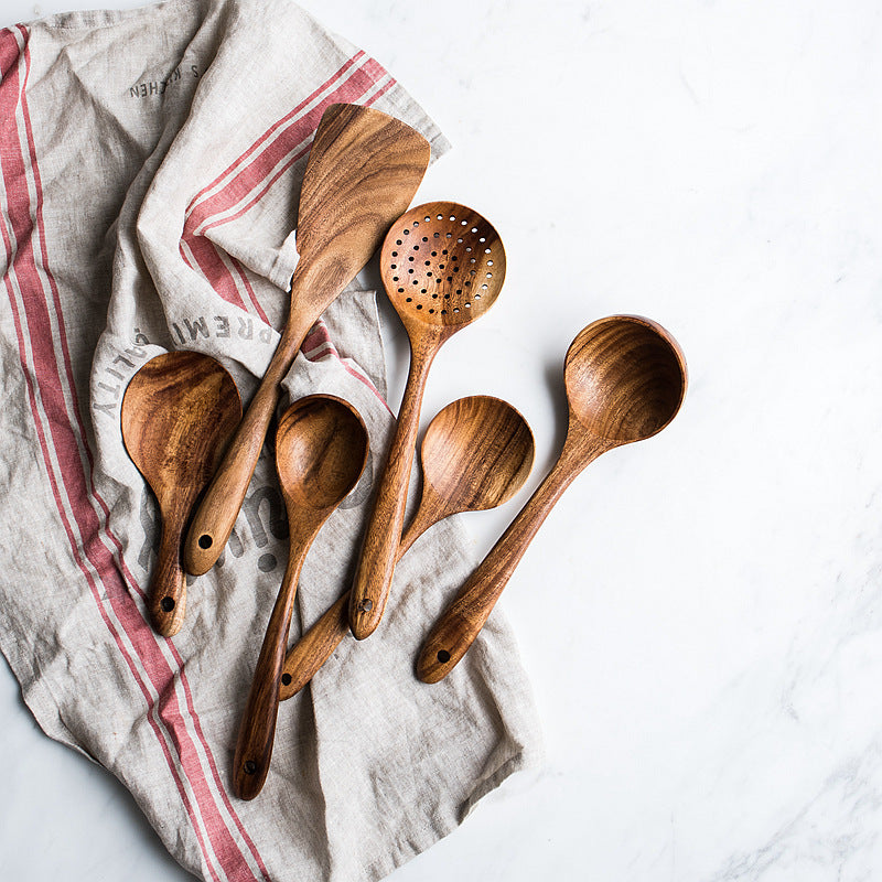Lengthened Wooden Spatula Set Non-Stick Cooking Kitchenware Multiple Sizes