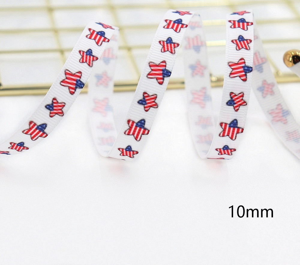 Stars and Stripes Ribbon Dovetail Bowknot Hair Accessory - Multiple Colors & Lengths
