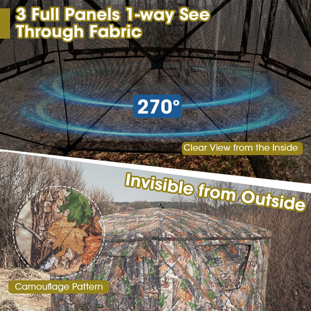 Portable 2-3 Person Hunting Blind Tent with Carry Bag - Camouflage