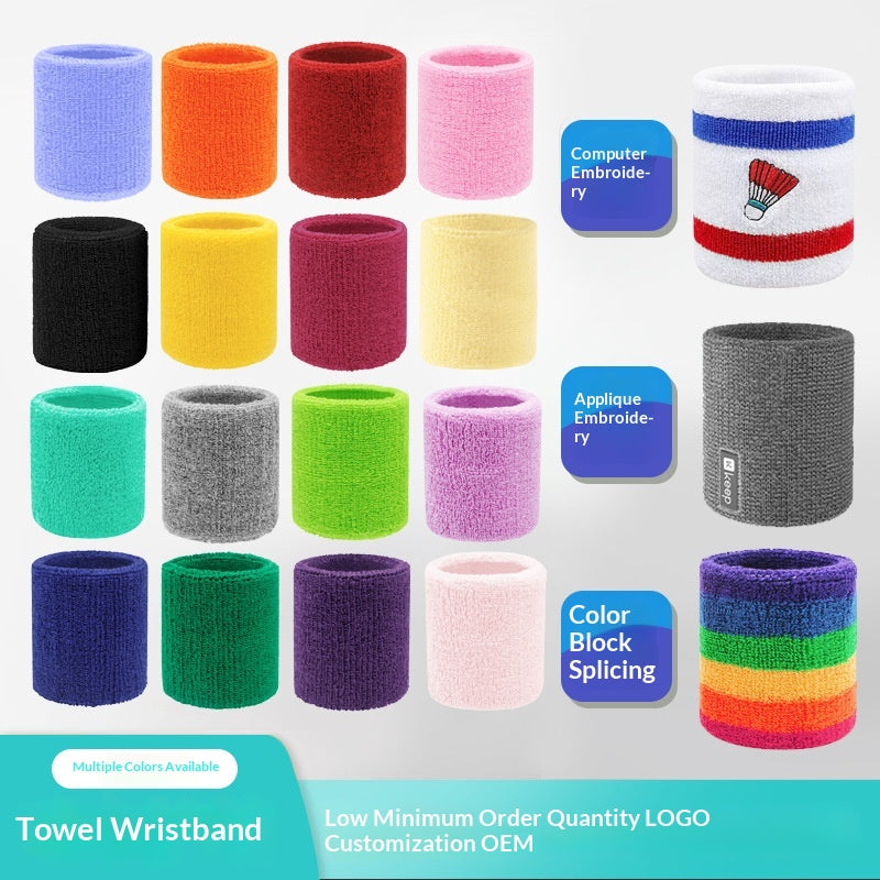 Sweat-Wicking Cotton Wristbands for Basketball and Badminton - 8x8cm, Autumn Green