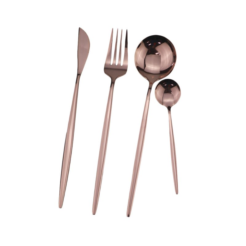 Stainless Steel Flatware Set - Black and Gold Western Tableware