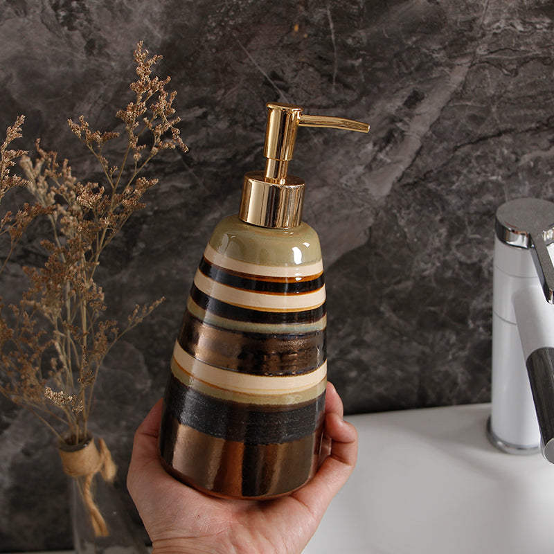 Ceramic Hand Sanitizer Bottle - Retro Gold Push Type 500ML