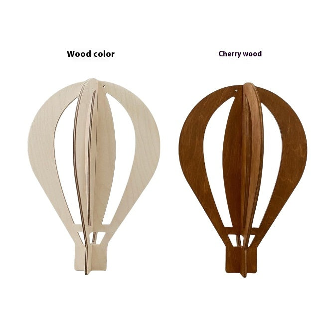 Children's Wooden Hot Air Balloon Ornaments for Kids Room Decor - 39x27cm