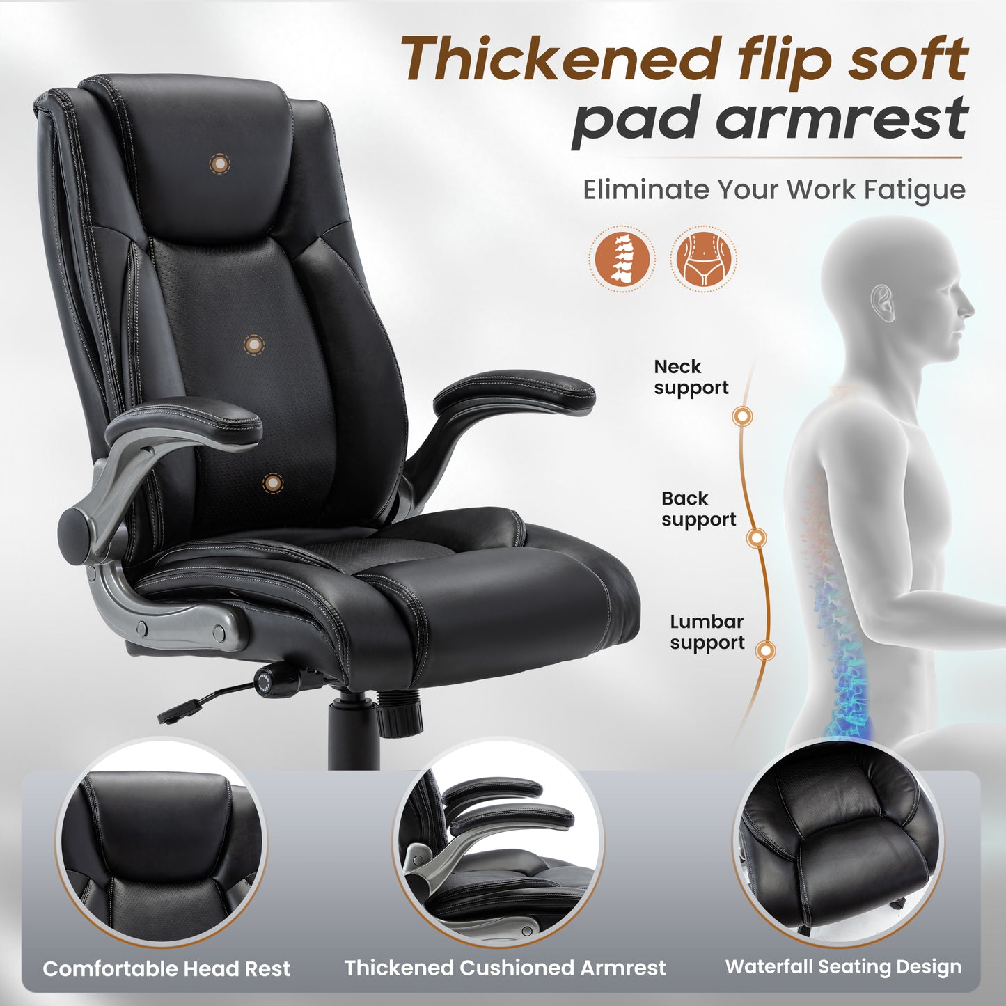 Ergonomic Leather Office Chair with Adjustable Height & Tilt