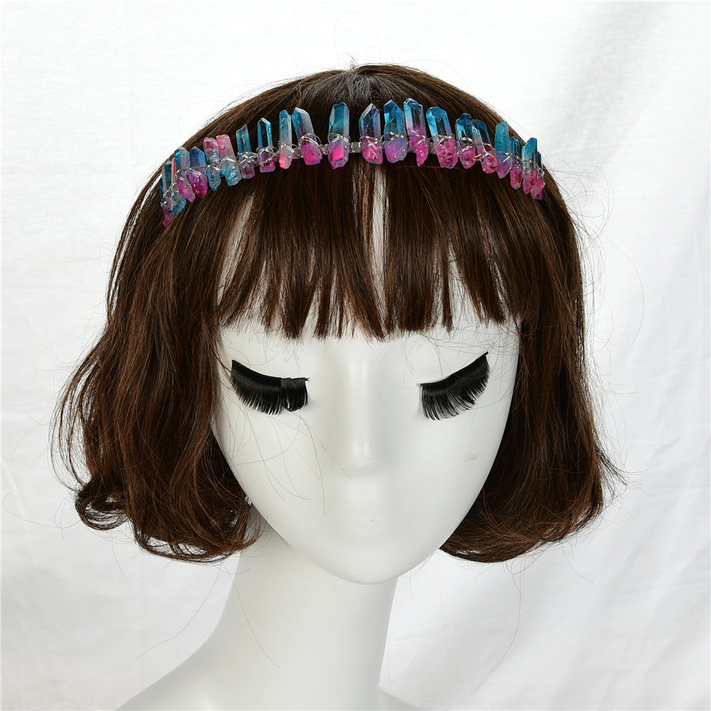 Handmade Crystal Hair Accessory with U-Shaped Design - Color Options Pink & Blue