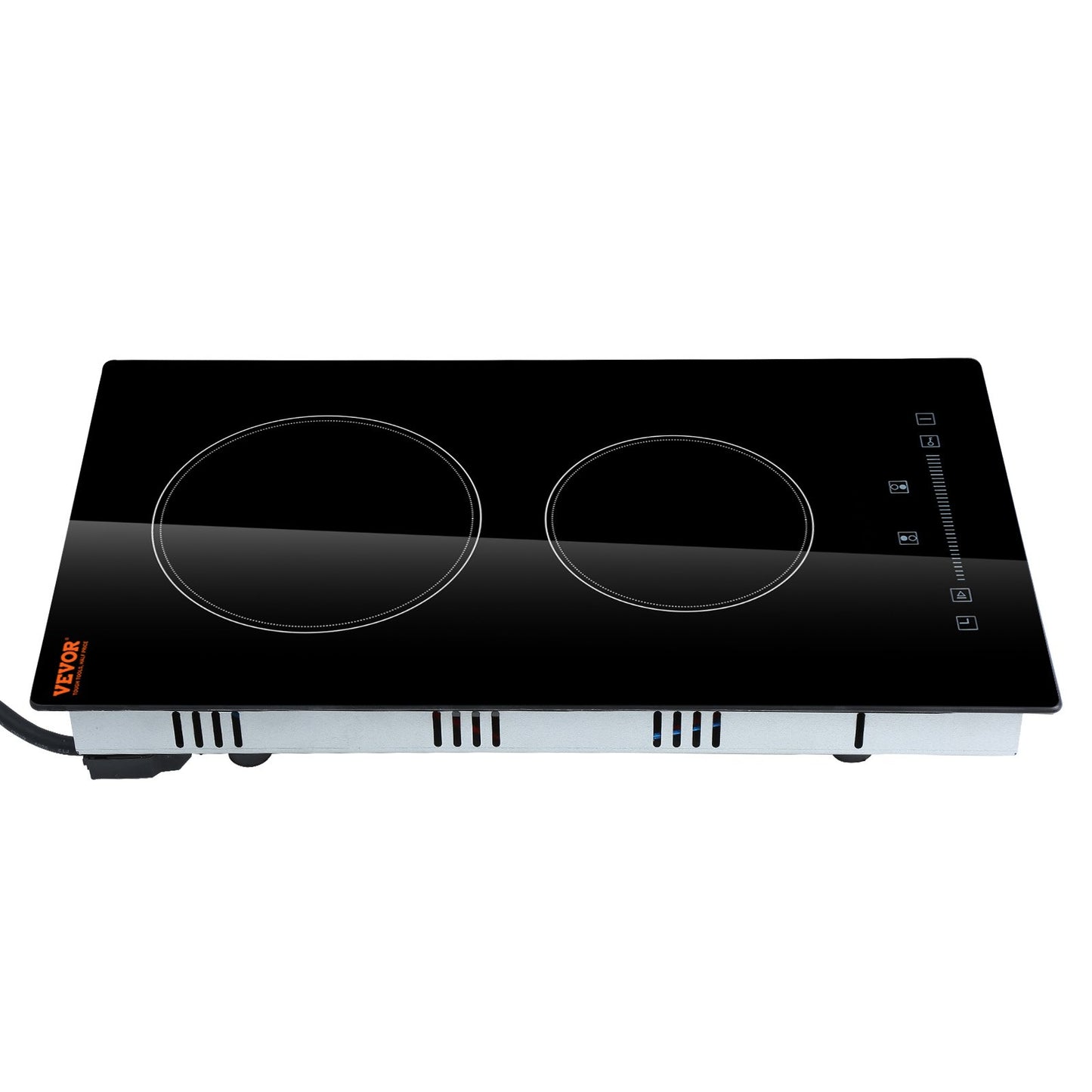 Black Built-In Electric Stove Top 20x11.6 Inch, 2 Burners, Touch Control