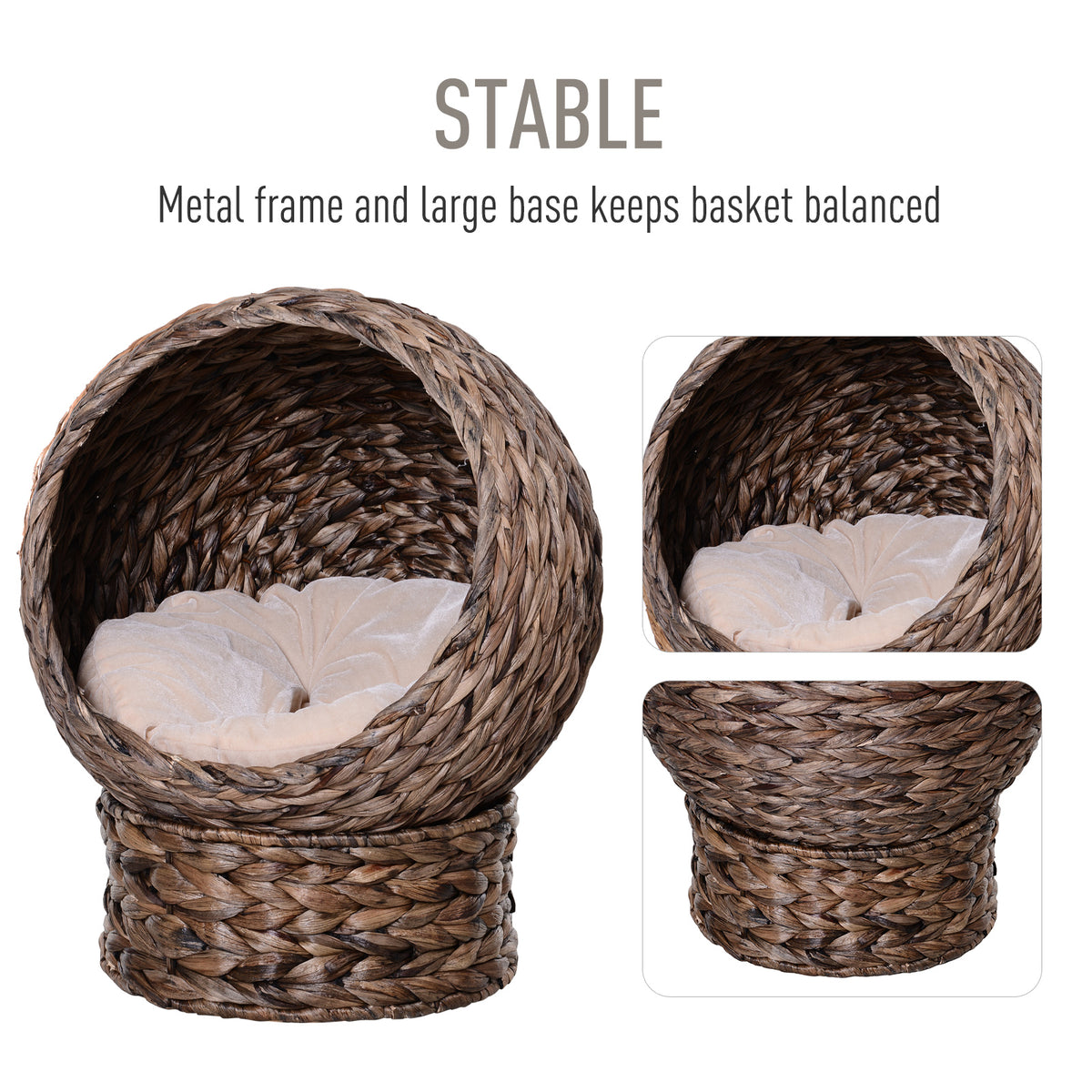 Elevated Cat Bed with Rotating Basket and Soft Cushion - Gray, 19.75 x 16.5 inches