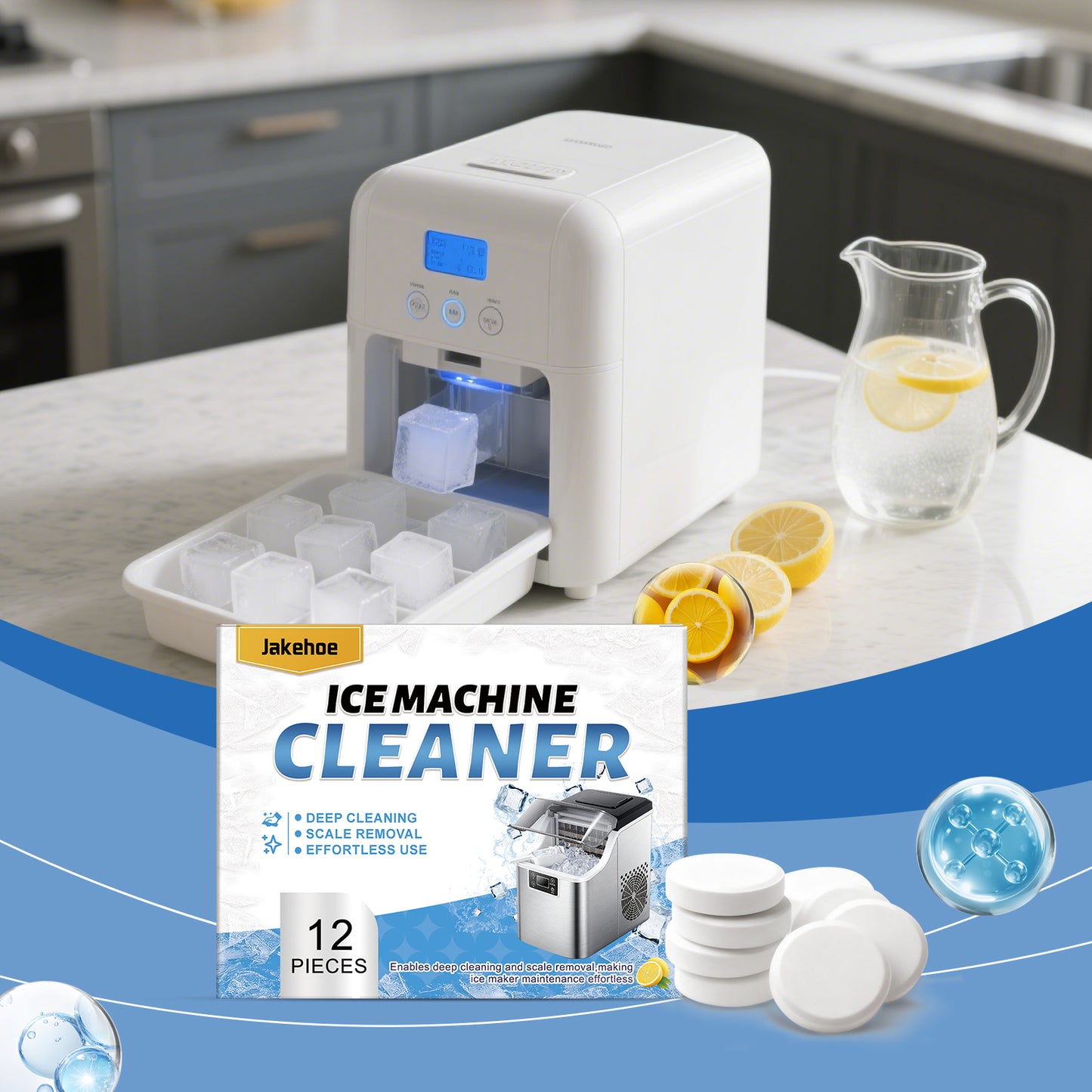 Ice Maker Cleaning Sheets 12 Pack - Food-Grade Descaler & Odor Remover