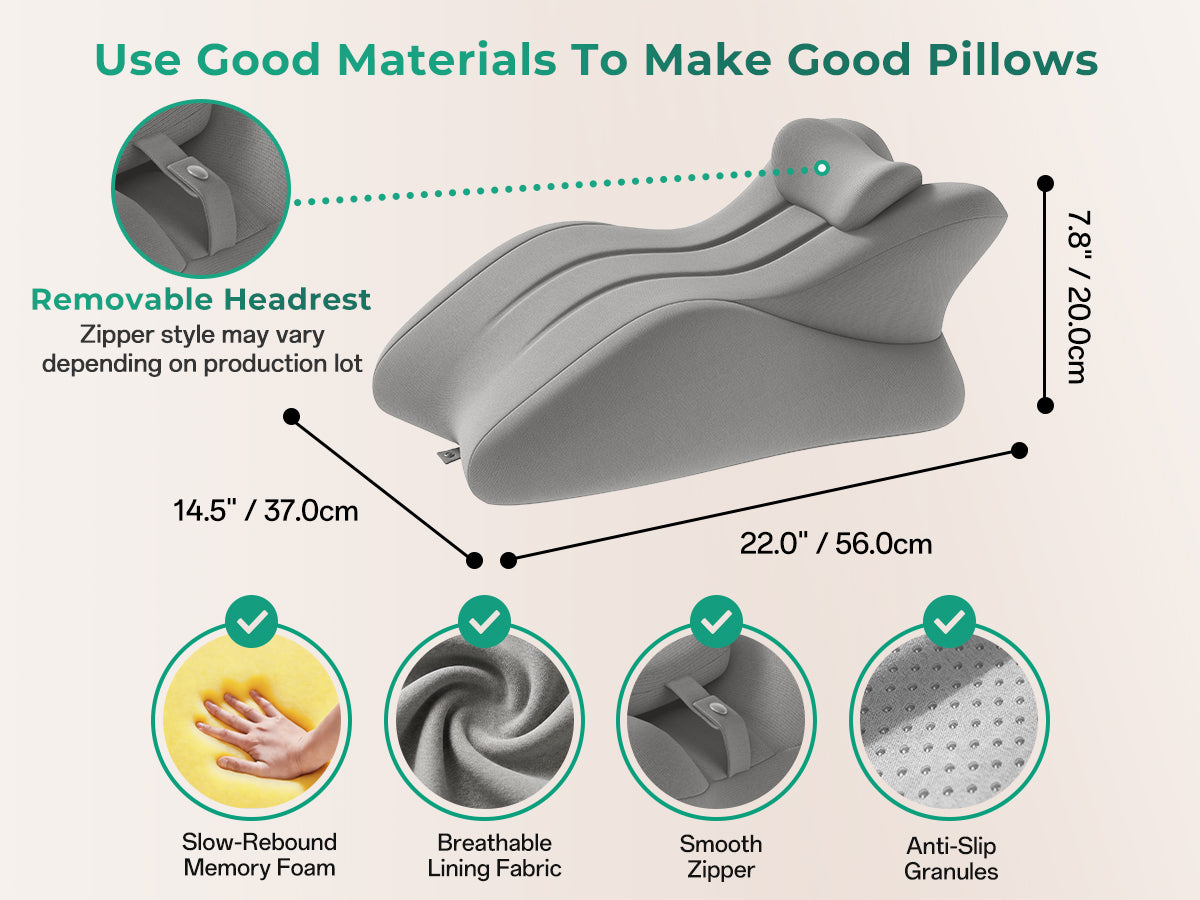 Ergonomic Memory Foam Support Pillow for Couples - Grey