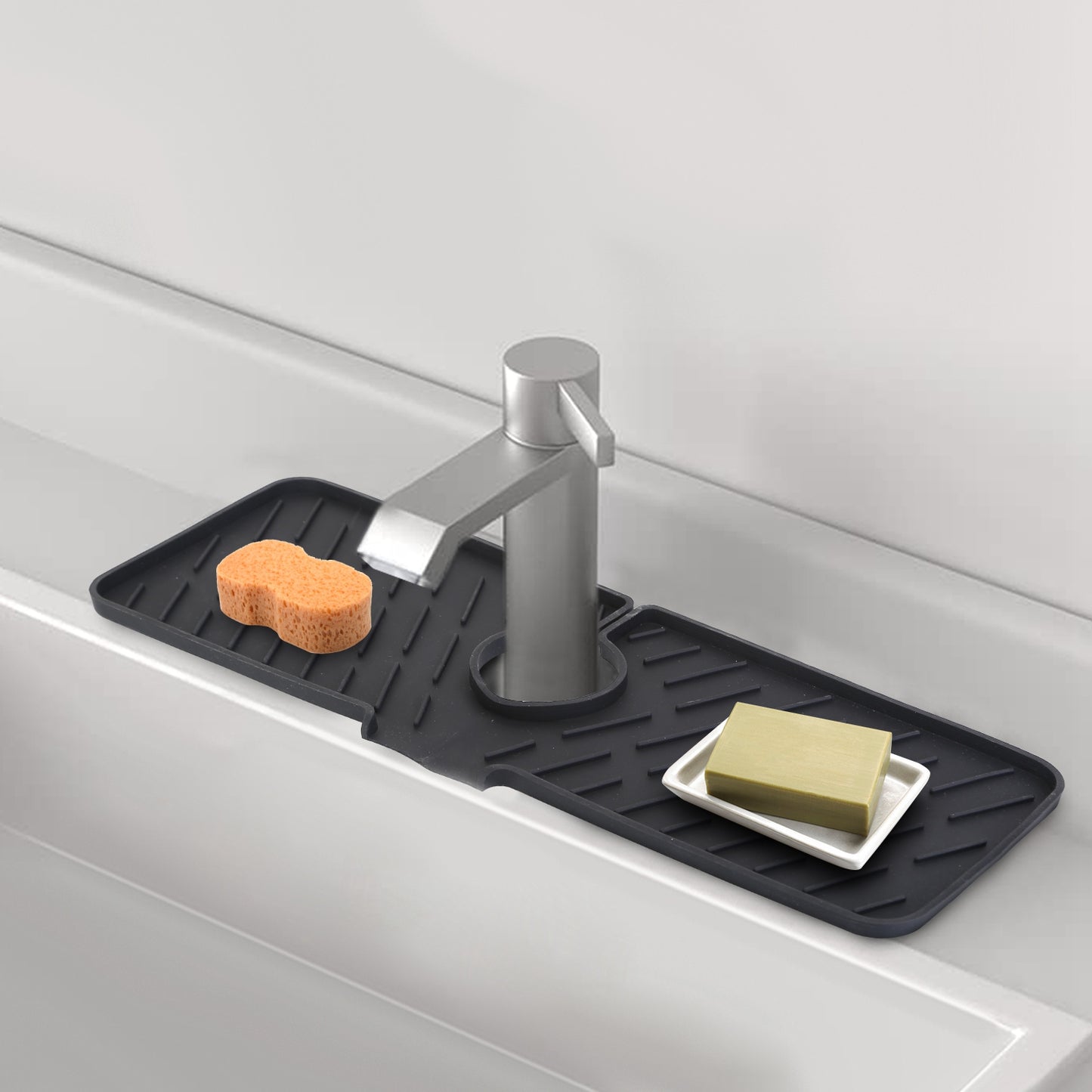 Silicone Faucet Mat - Kitchen Sink Splash Guard & Drip Catcher