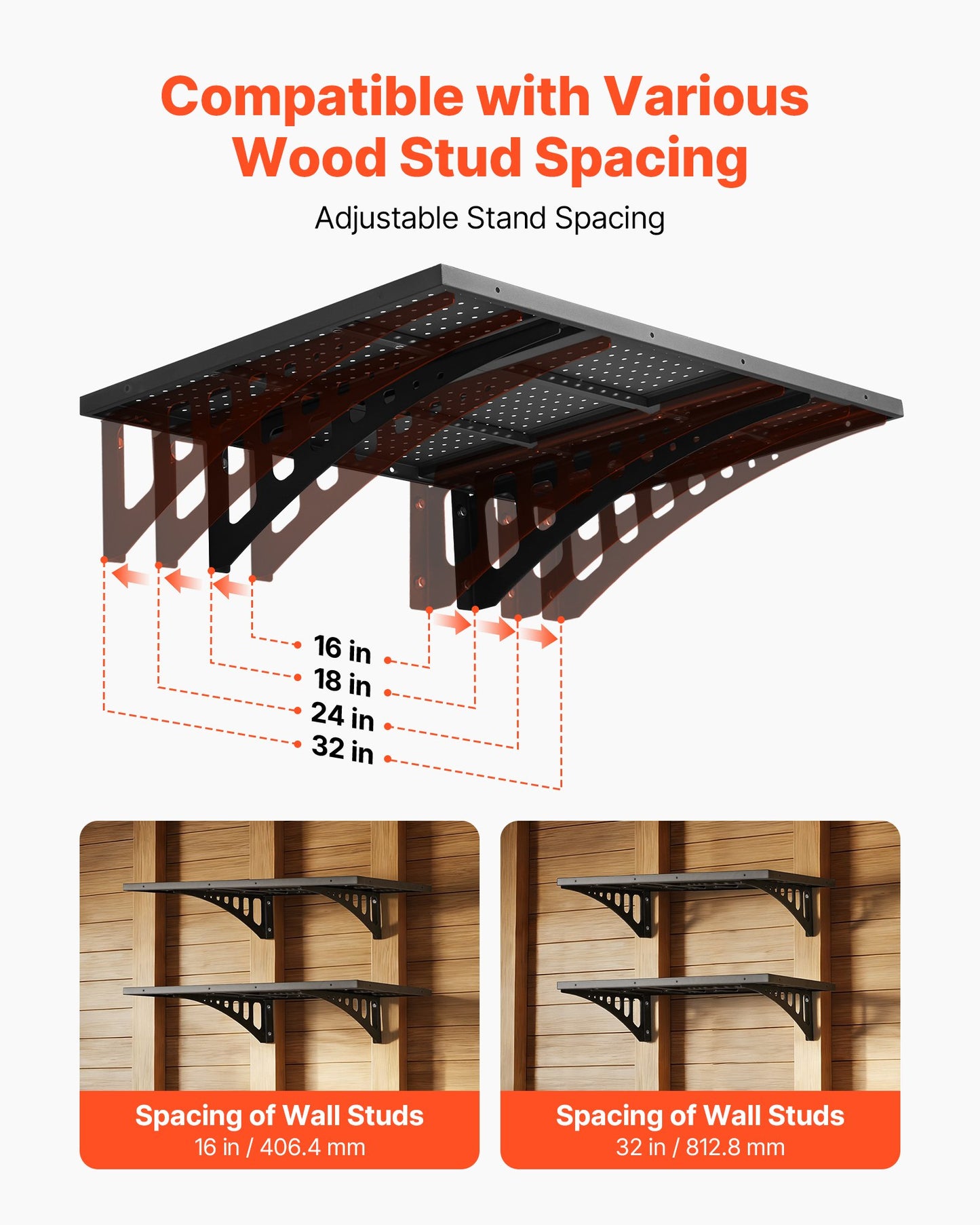Heavy Duty Wall Garage Shelving Unit - 2 Tiers, Steel Storage Rack, 560 lbs Capacity