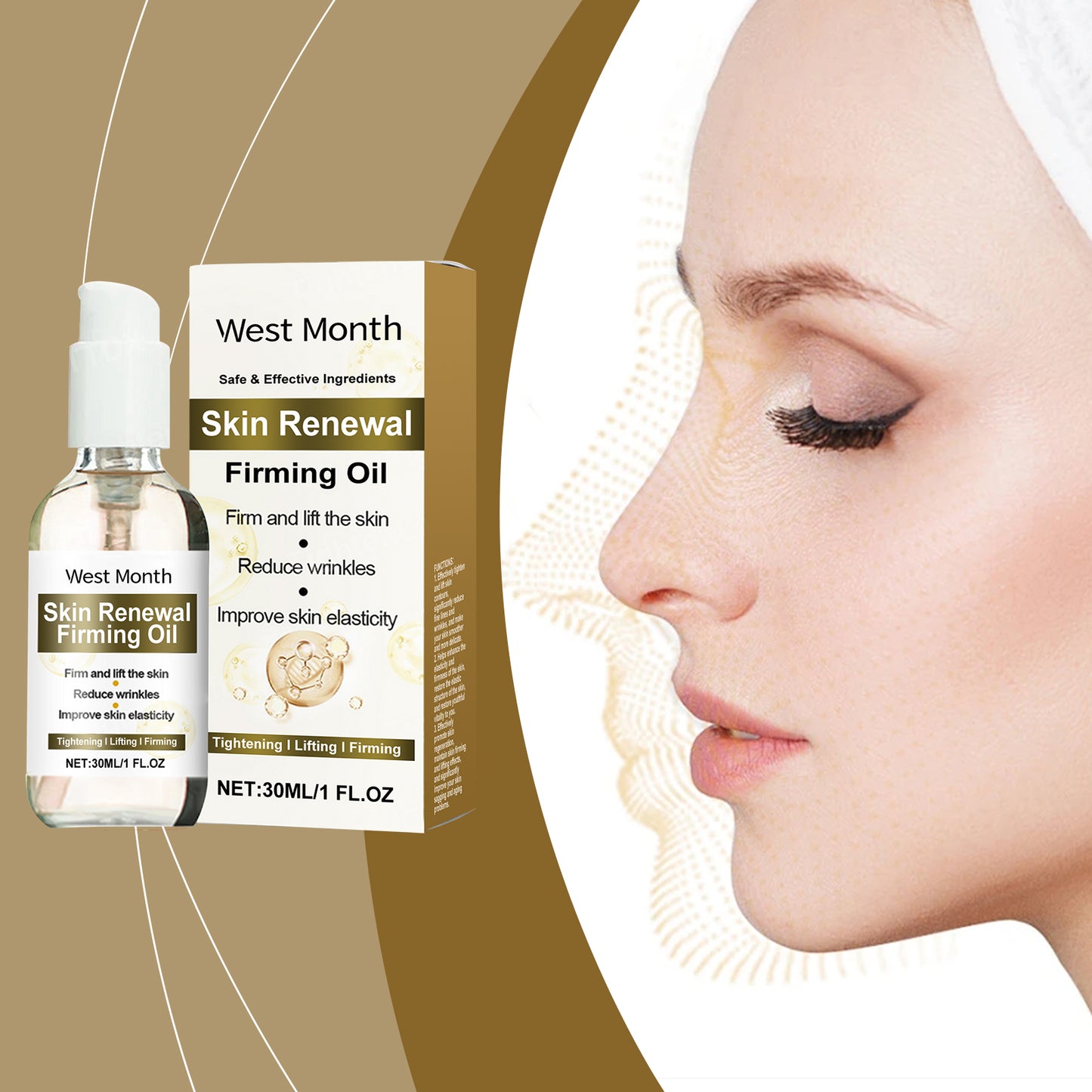 Firming Body Oil with Squalane & Vitamin E - Moisturizing Massage Oil 30ml