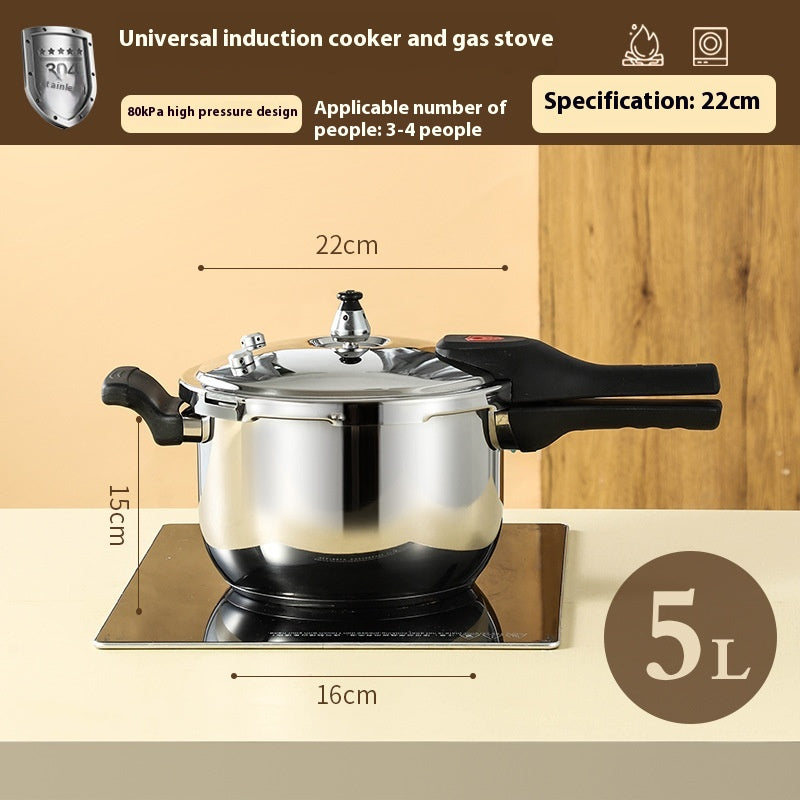 Universal Stainless Steel Pressure Cooker with Double Bottom & Handle - Large Capacity