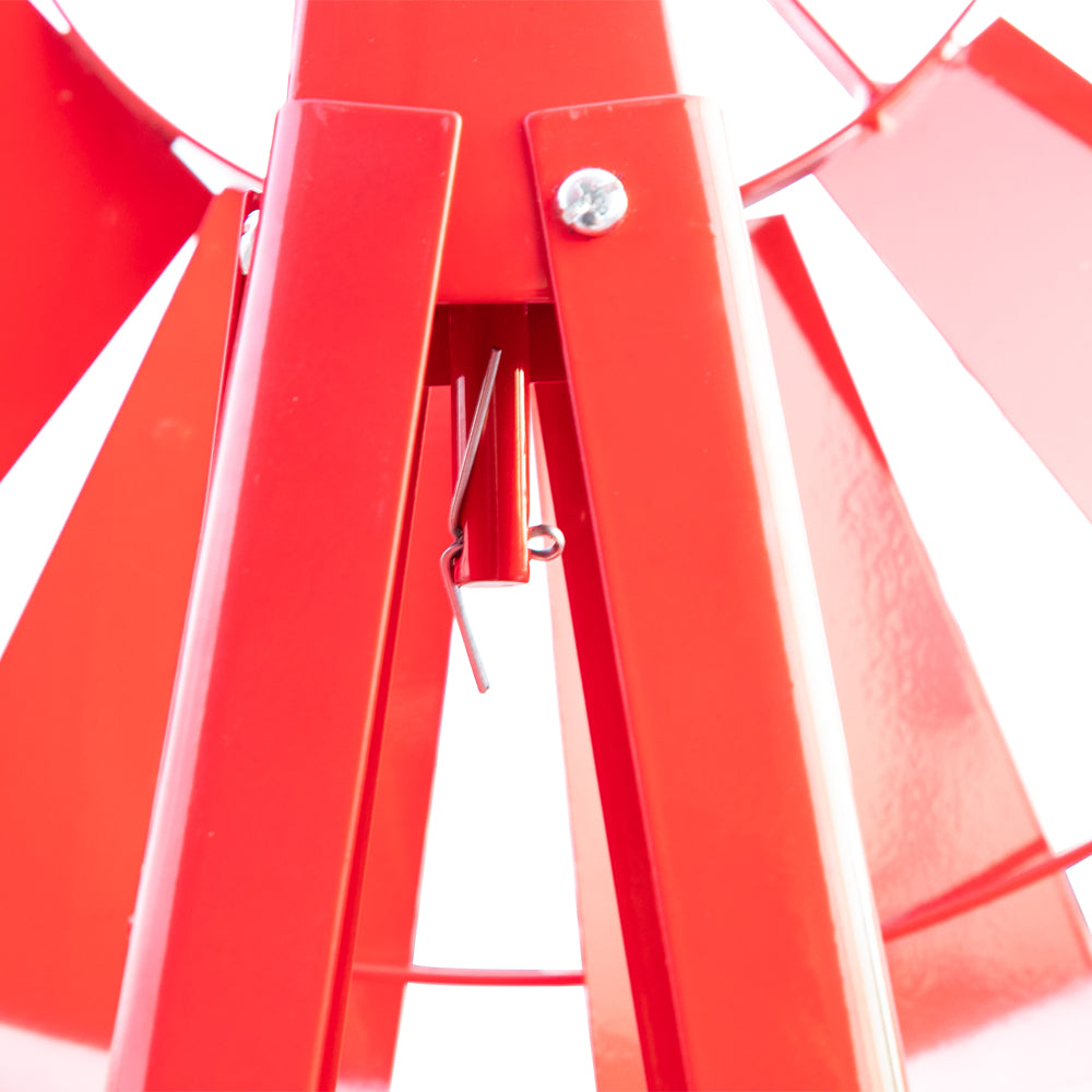8FT Weather Resistant Garden Windmill with Steel Frame - Red Decorative Windmill for Lawn & Yard
