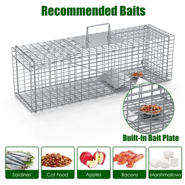 Humane Live Animal Trap Cage - Steel Folding Design for Small Animals
