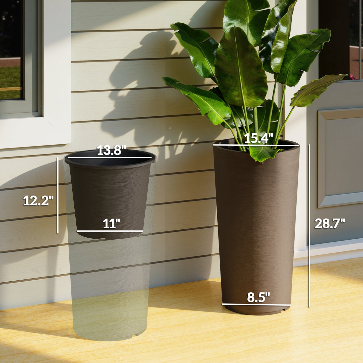 29 Inch Outdoor Plant Pots Set of 2 Weather-Resistant Large Flower Planters