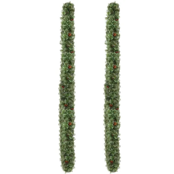 Pre-Lit Snow Flocked Christmas Garland - 2 Pack, 9FT with 200 Lights
