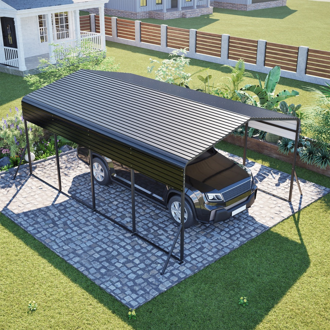 Heavy Duty Galvanized Steel Carport Canopy with Waterproof Roof - Large Capacity Shelter