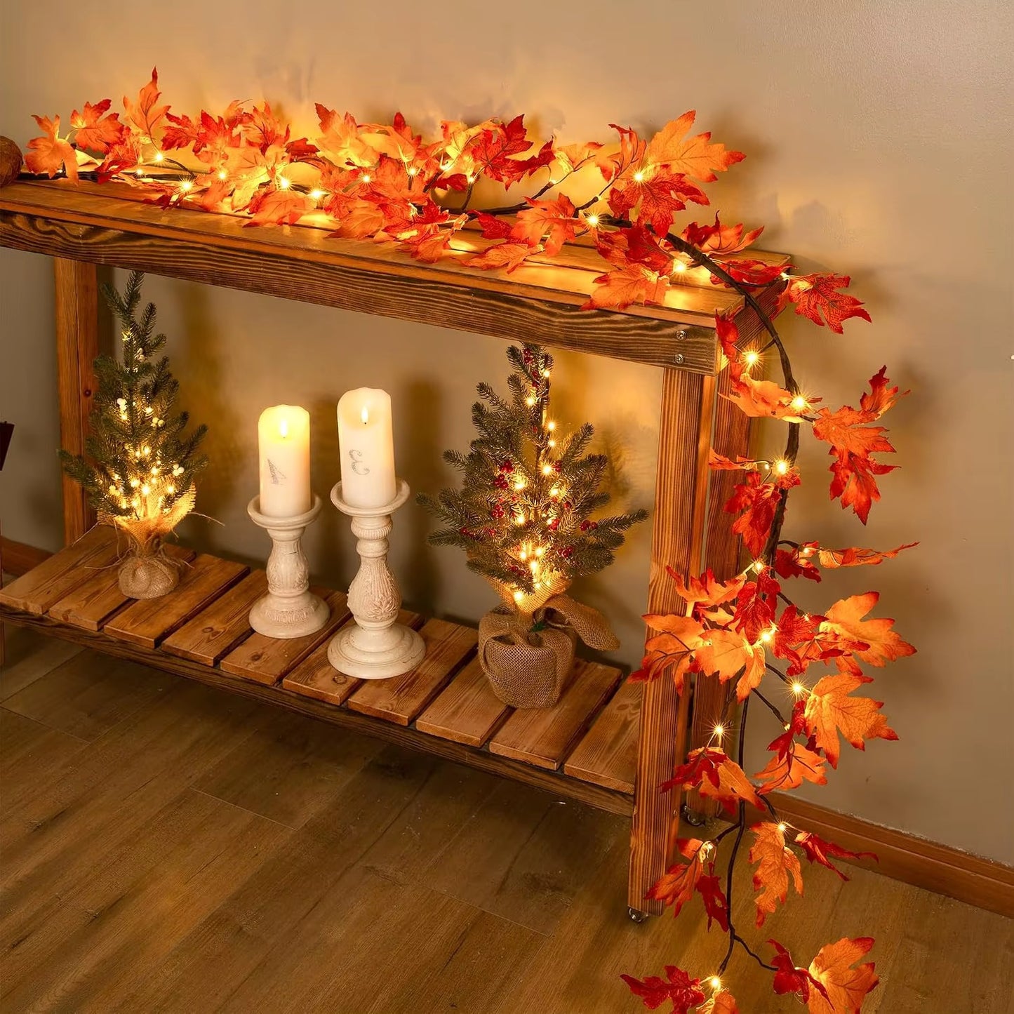Indoor & Outdoor Autumn Leaf String Lights - Waterproof 144 LED Fall Decor for Halloween & Thanksgiving