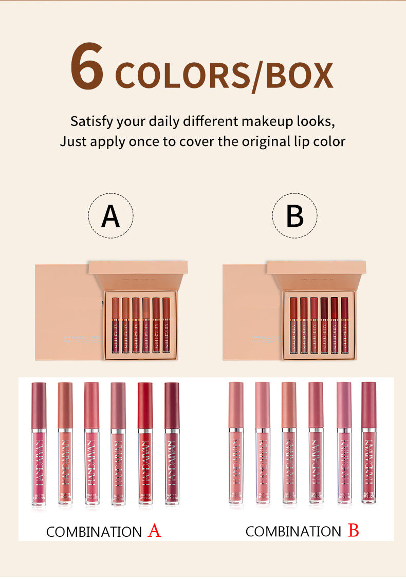 6-Piece Matte Liquid Lipstick Set - Long-Lasting Waterproof Velvet Lip Gloss