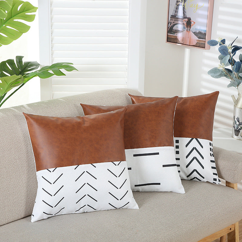 Office Sofa Geometric Line Print Pillowcase 45x45cm Modern Decor