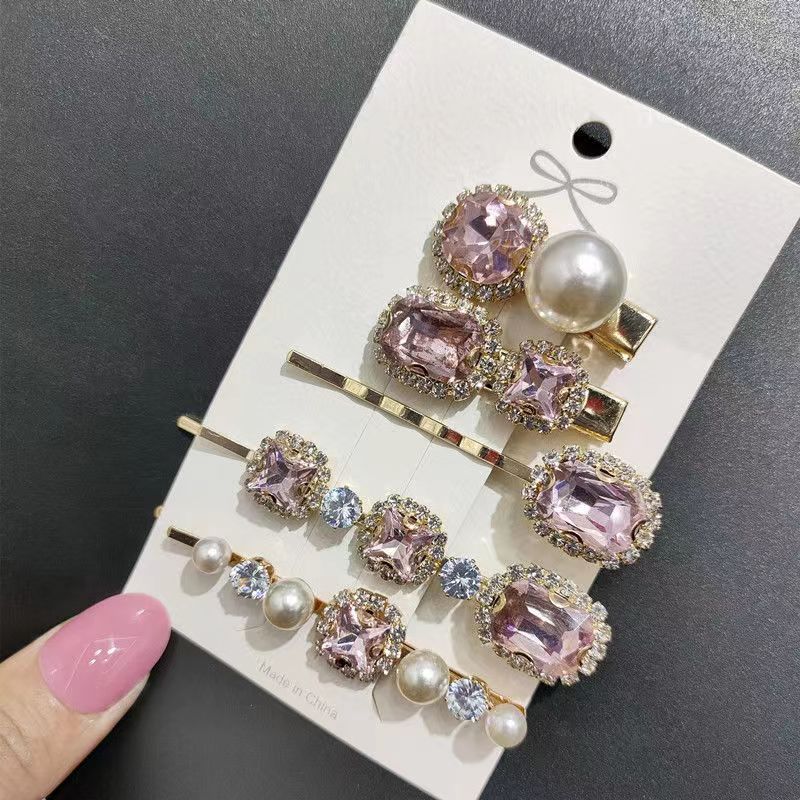 Vintage Rhinestone Hair Clips Set of 5
