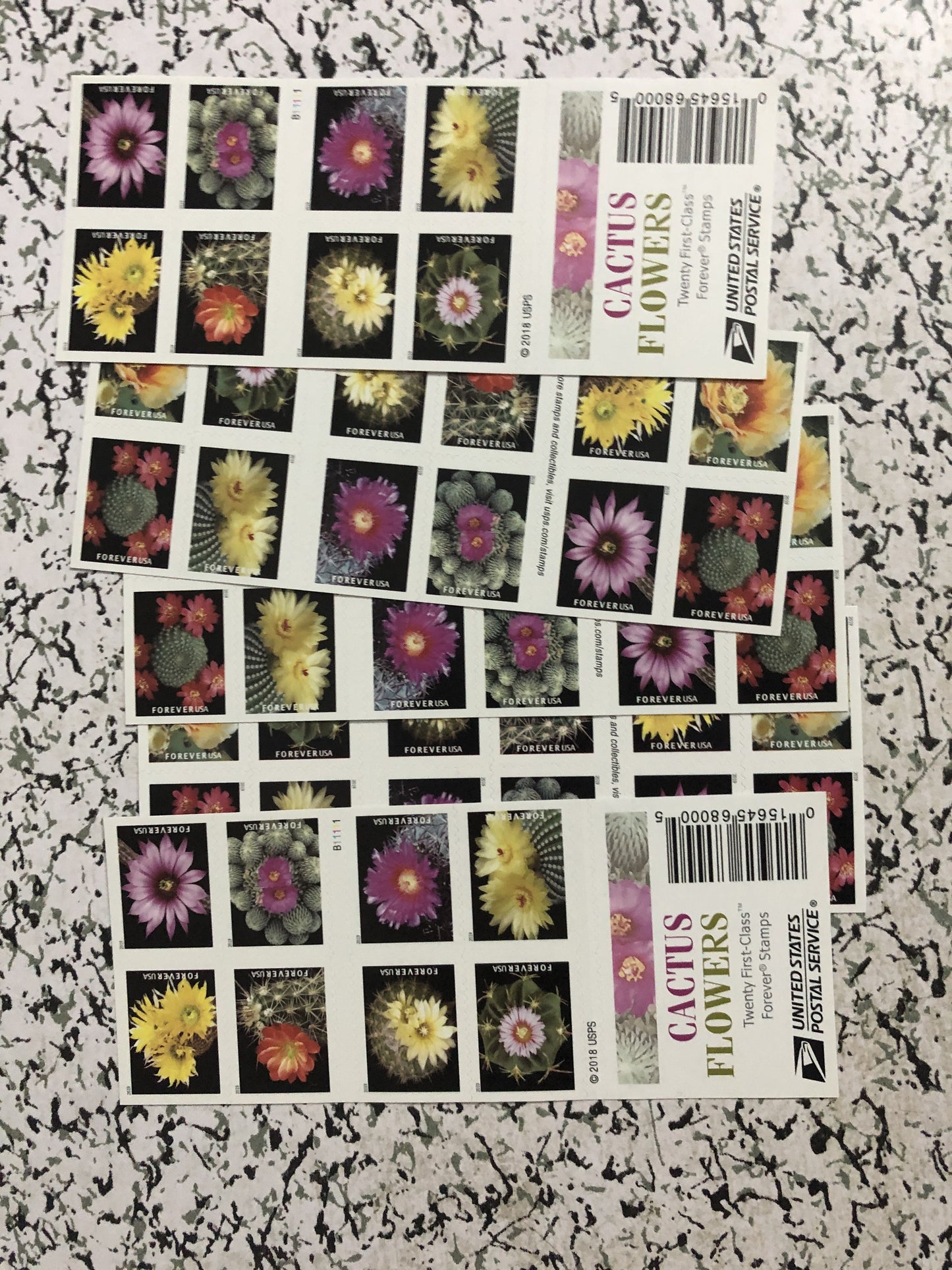 First-Class U.S. Flag Stamps with Cactus Flowers - 100pcs