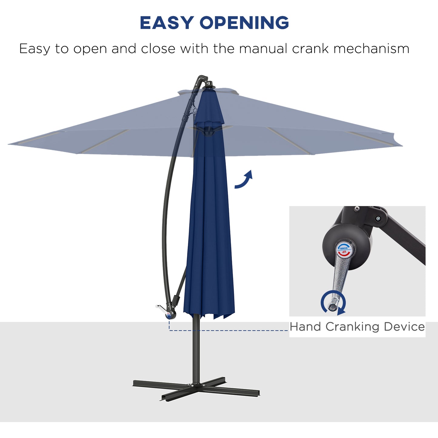 10-Foot Cantilever Patio Umbrella - Navy Blue, UV & Water Resistant