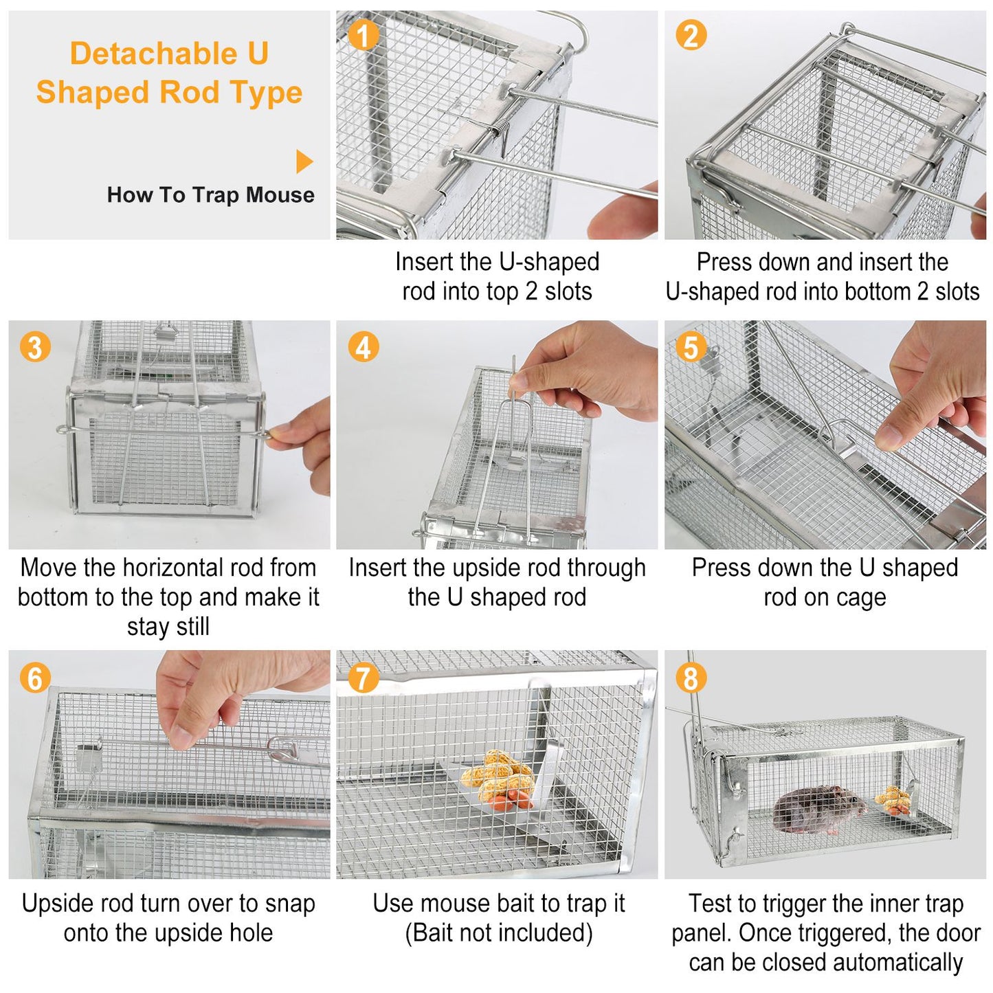 Humane Live Animal Trap - Galvanized Steel Rodent Catcher with Sensitive Gravity Pedal, Reusable & Escape-Proof for Home Yard Garage