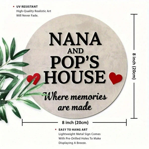 Vintage Nana & Grandpa 2D Flat Print Circular Wall Sign - 7.8 Inch