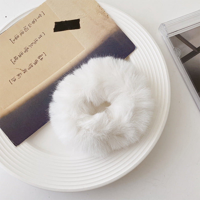 Winter Plush Pork Intestine Hair Ring - Colorful Hair Accessory for Women