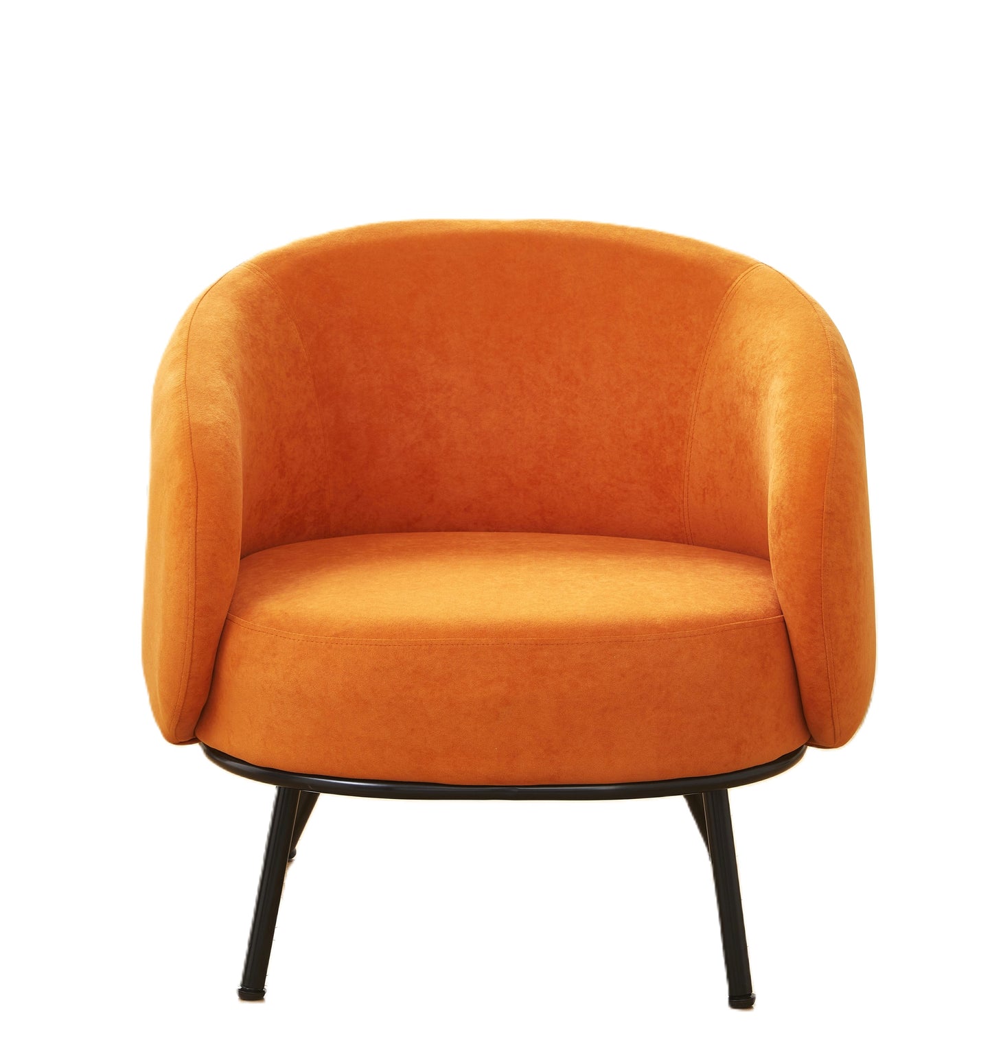Mid-Century Modern Velvet Accent Chair, Upholstered Barrel Armchair