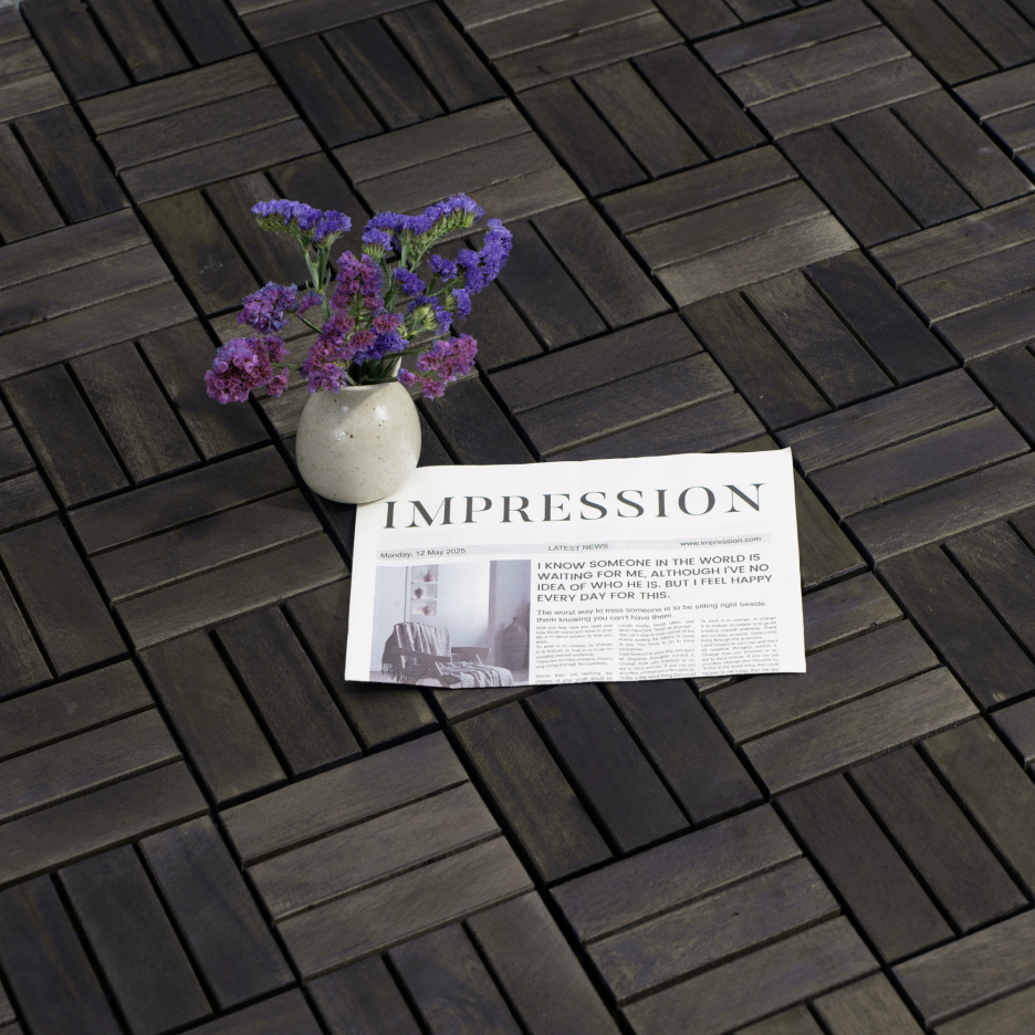 Interlocking Acacia Wood Deck Tiles 30 pcs 12x12 Inches Outdoor Flooring - Dark Brown