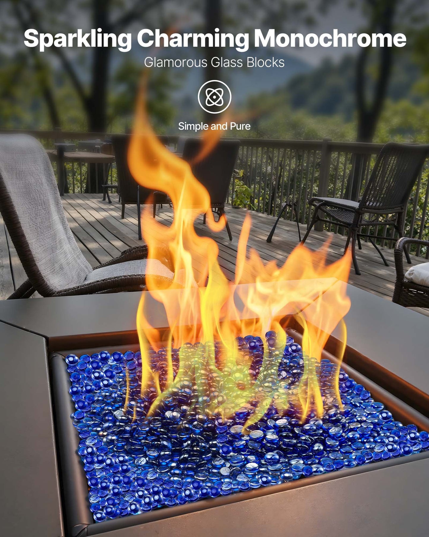 10 Lb Cobalt Blue Fire Glass Rocks for Fire Pit - High-Temperature Fireplace Decor