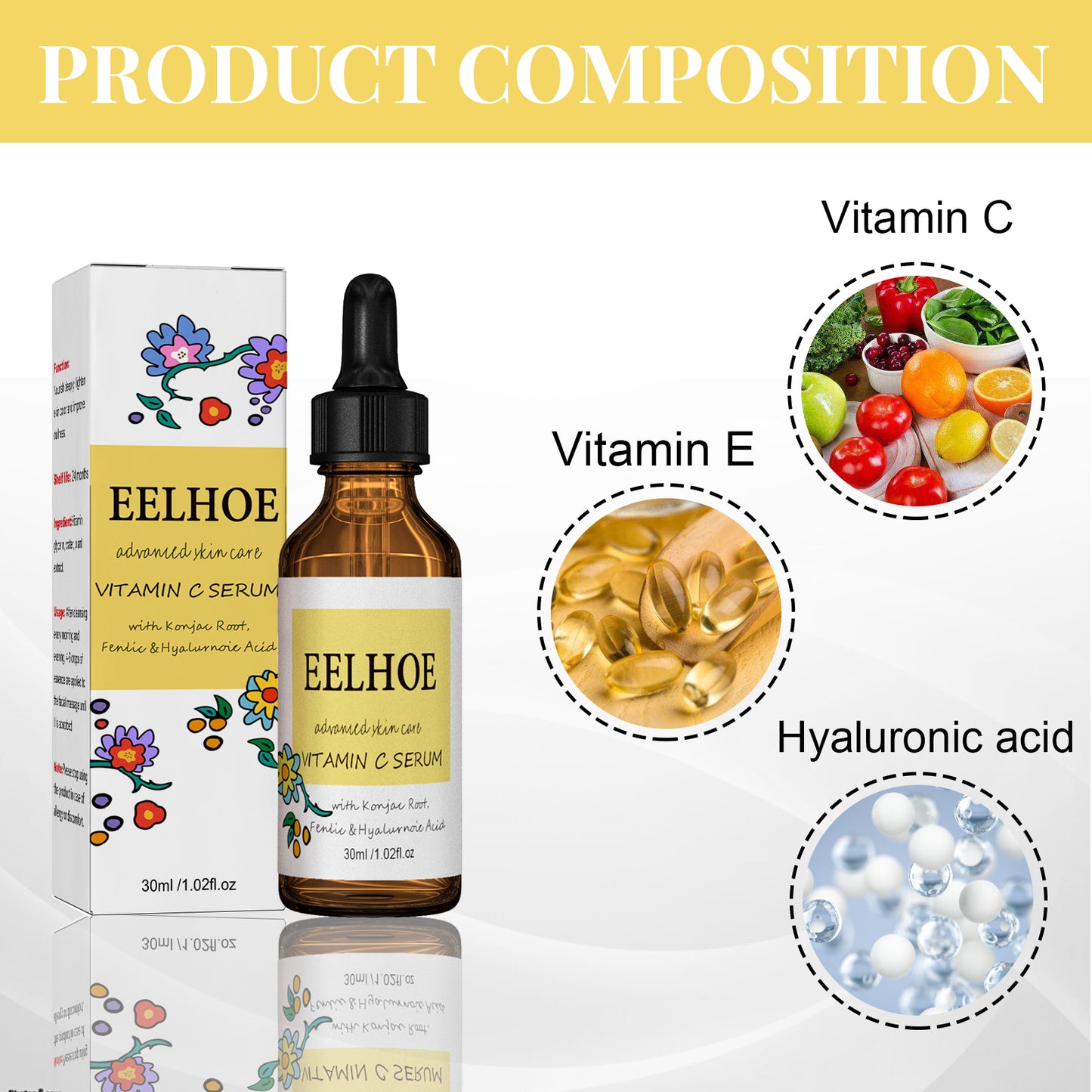 Vitamin C Brightening Facial Serum with Hyaluronic Acid - 30ml