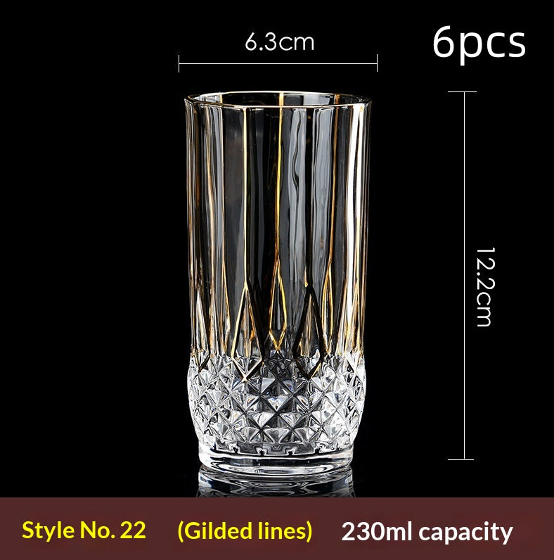Large Gold-Trimmed Gin Crystal Glass - Vintage Drinkware for Bar & Kitchen