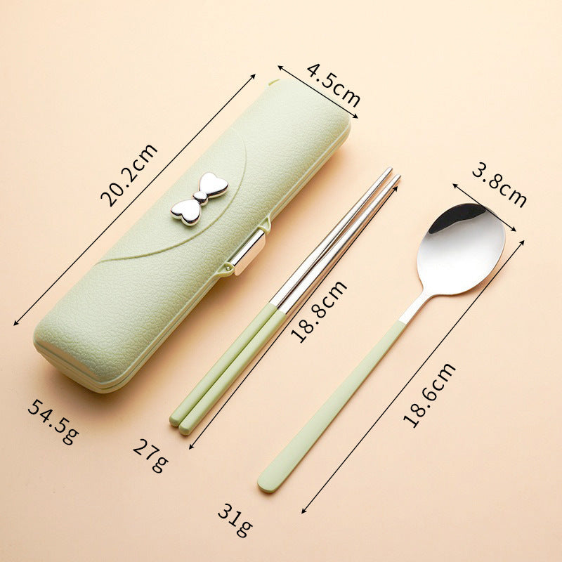 Stainless Steel Portable Tableware Set with Chopsticks, Spoon & Fork