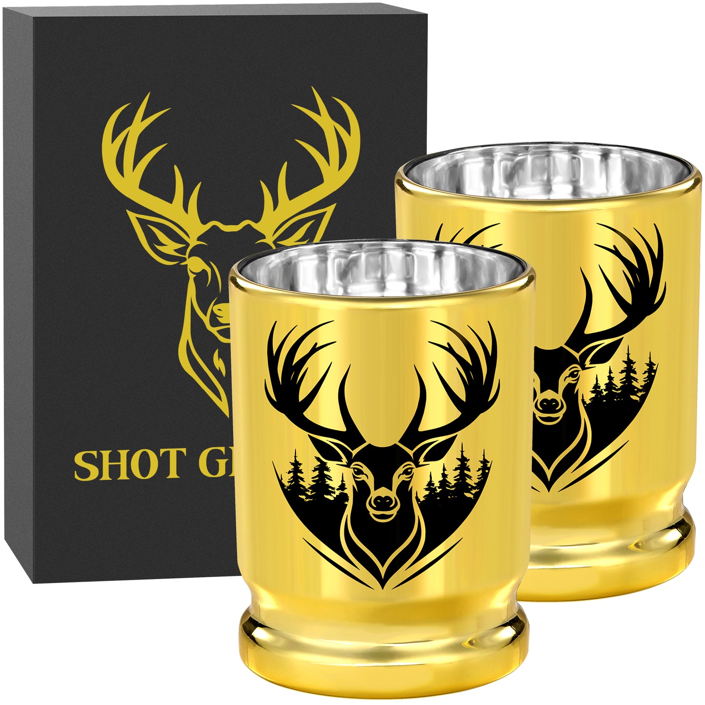 Golden Plastic Wine Glasses - 2-Pack with Gift Box, Leak Proof