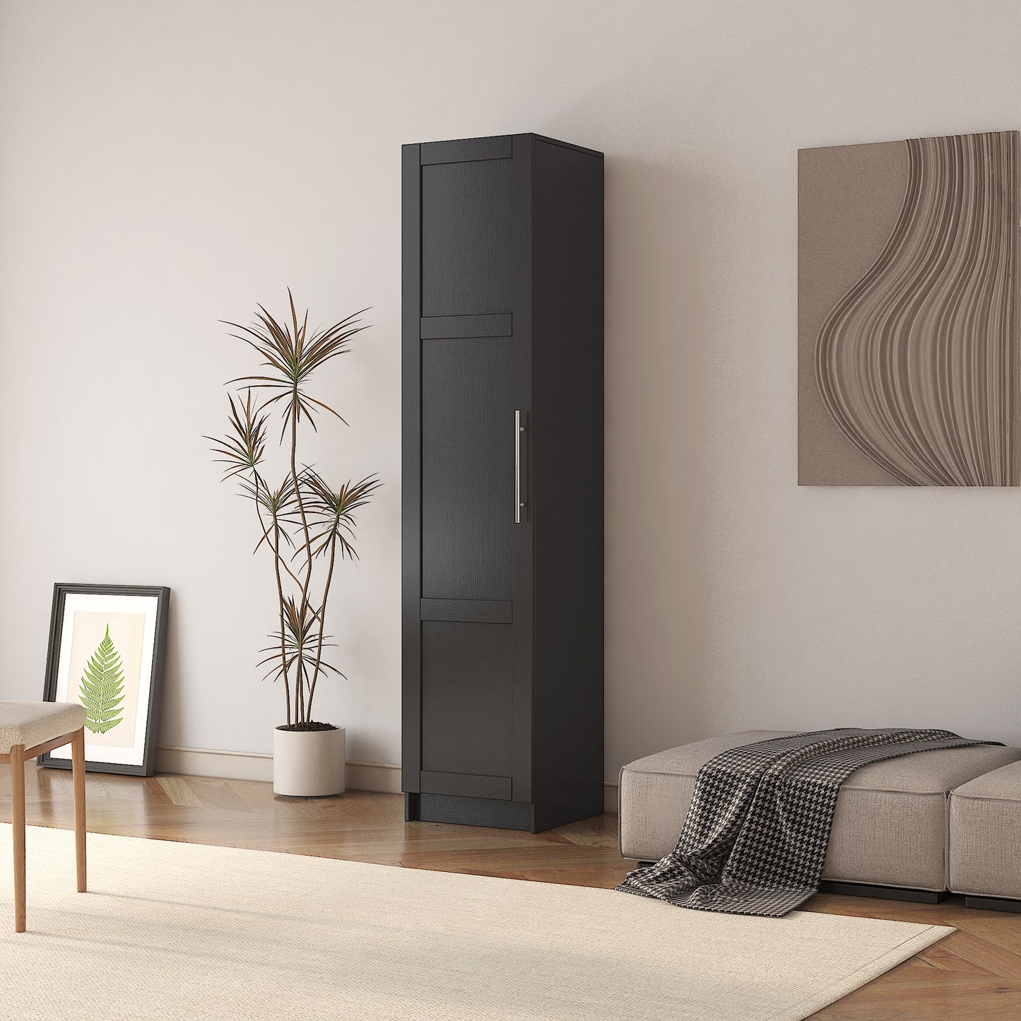 Stackable Wall Mounted Storage Cabinet - 15.75" D x 15.75" W x 70.87" H - Black