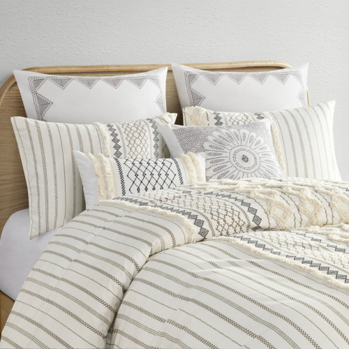 King Cotton Printed Duvet Cover Set with Chenille - Multicolor