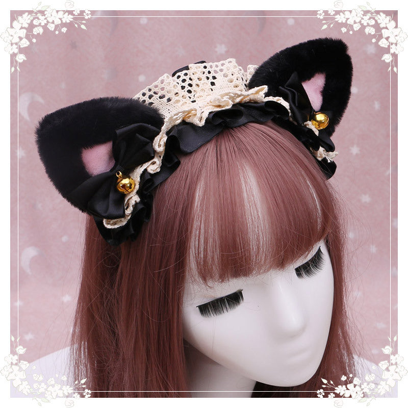 Lolita Cat Ear Headband with Lace - Hair Accessory