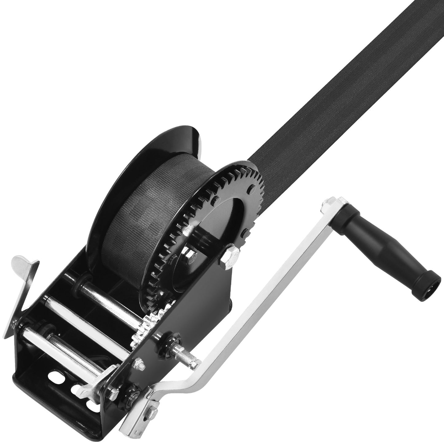 Heavy Duty Hand Winch 3500 lbs Pull Capacity with 33 ft Polyester Strap - Ideal for Trailers Boats & ATV Towing