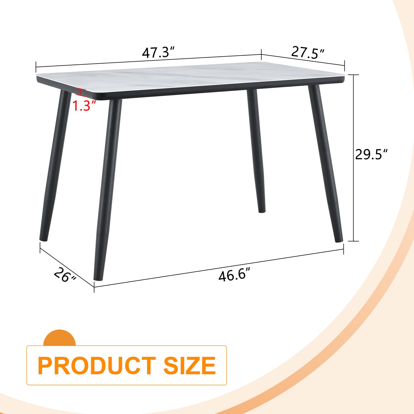Modern Minimalist Rectangular Dining Table,suitable For 4-6