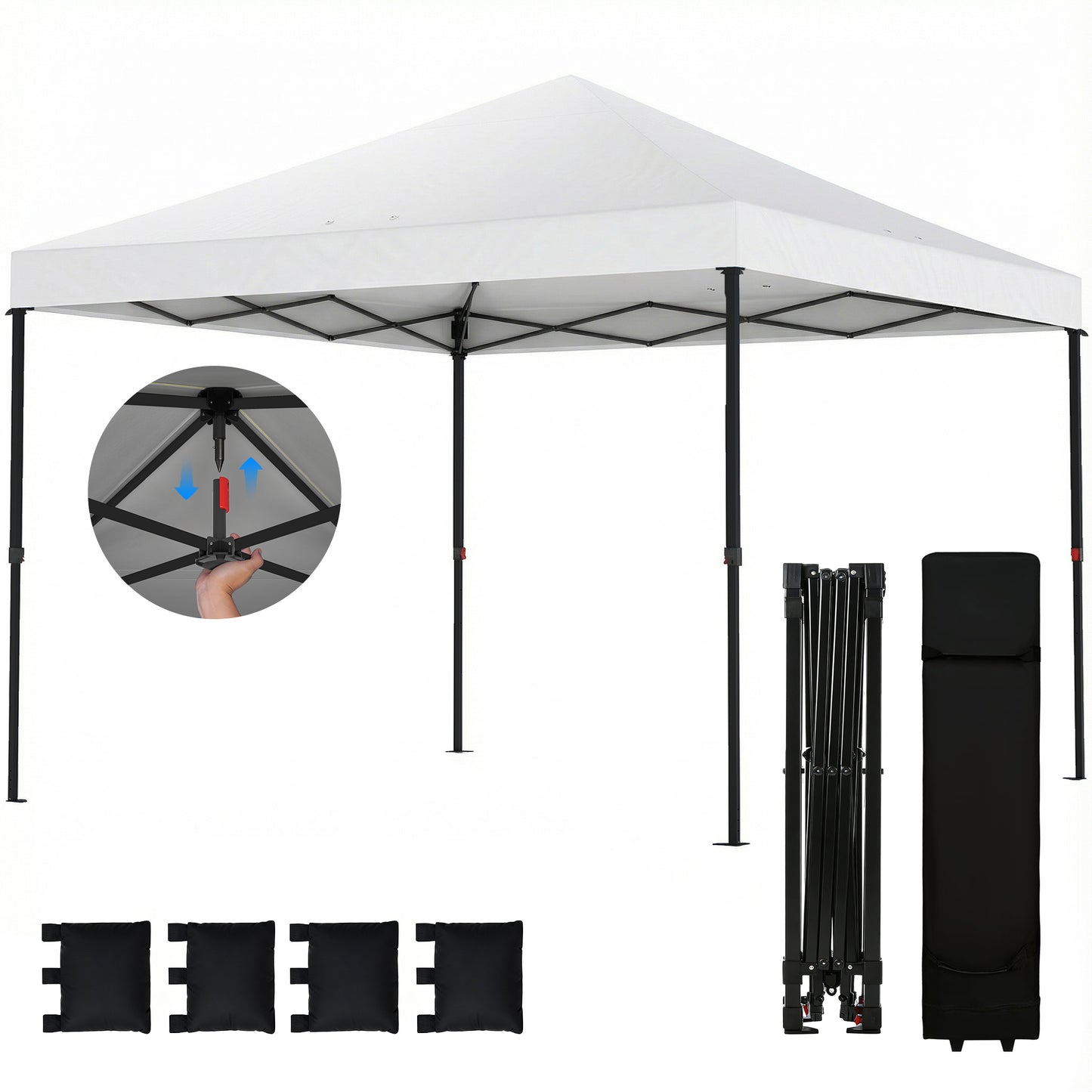 10x10 ft Pop Up Canopy Tent with Instant Setup - White