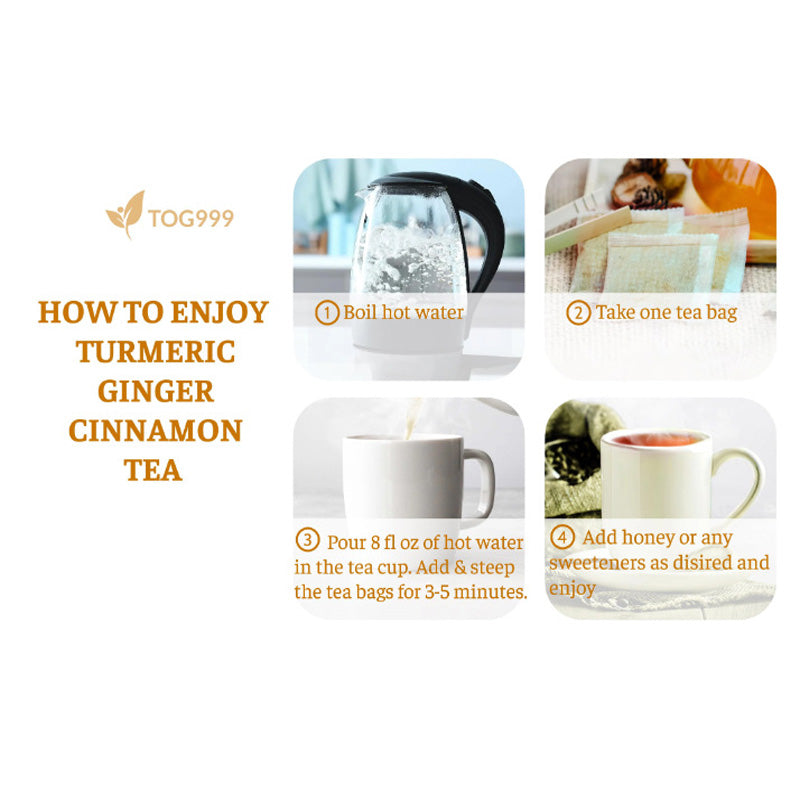 Turmeric Ginger & Cinnamon Herbal Tea - 120 Natural Caffeine-Free Bags