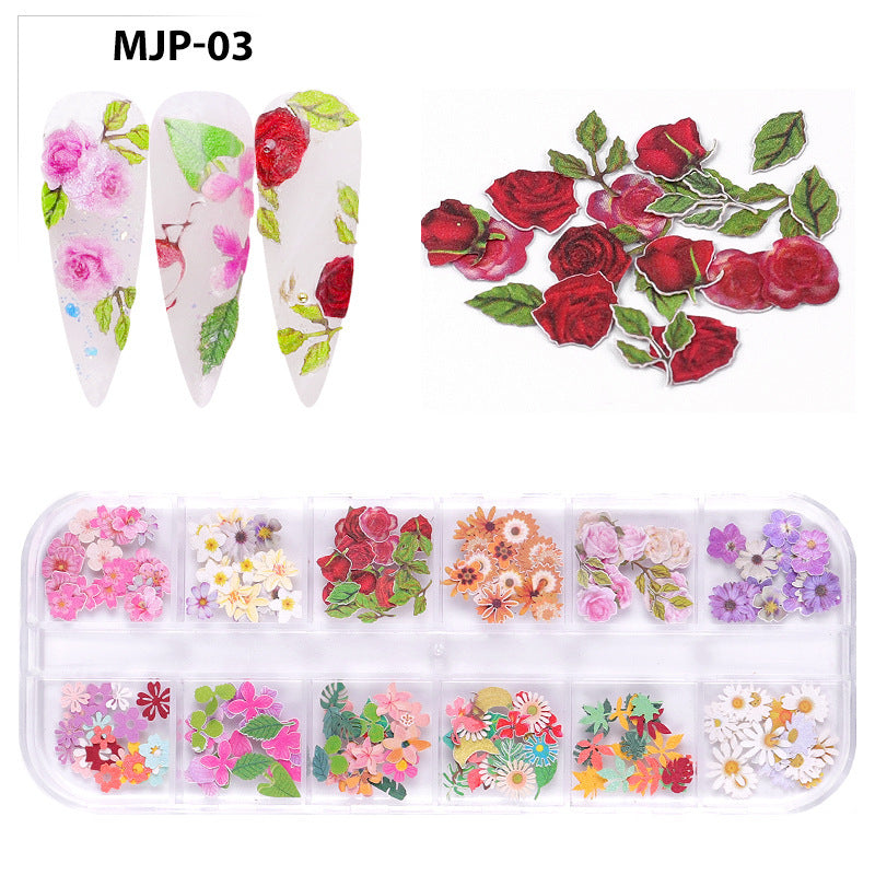 Nail Art Ornament Set - Wood Pulp Butterfly & Flower Design