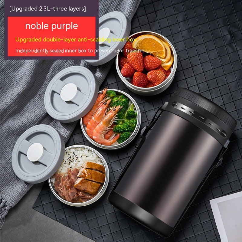 Large Capacity Multi-Layer Insulated Lunch Box Bento Container with Separated Compartments